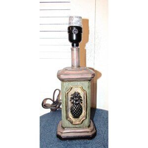 Vintage Ceramic Pineapple Table Lamp With Green & Brown Finish